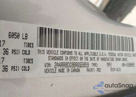 2011 Chrysler Town & Country Touring-L из США, поврежденный, VIN 2A4RR8DG9BR655859